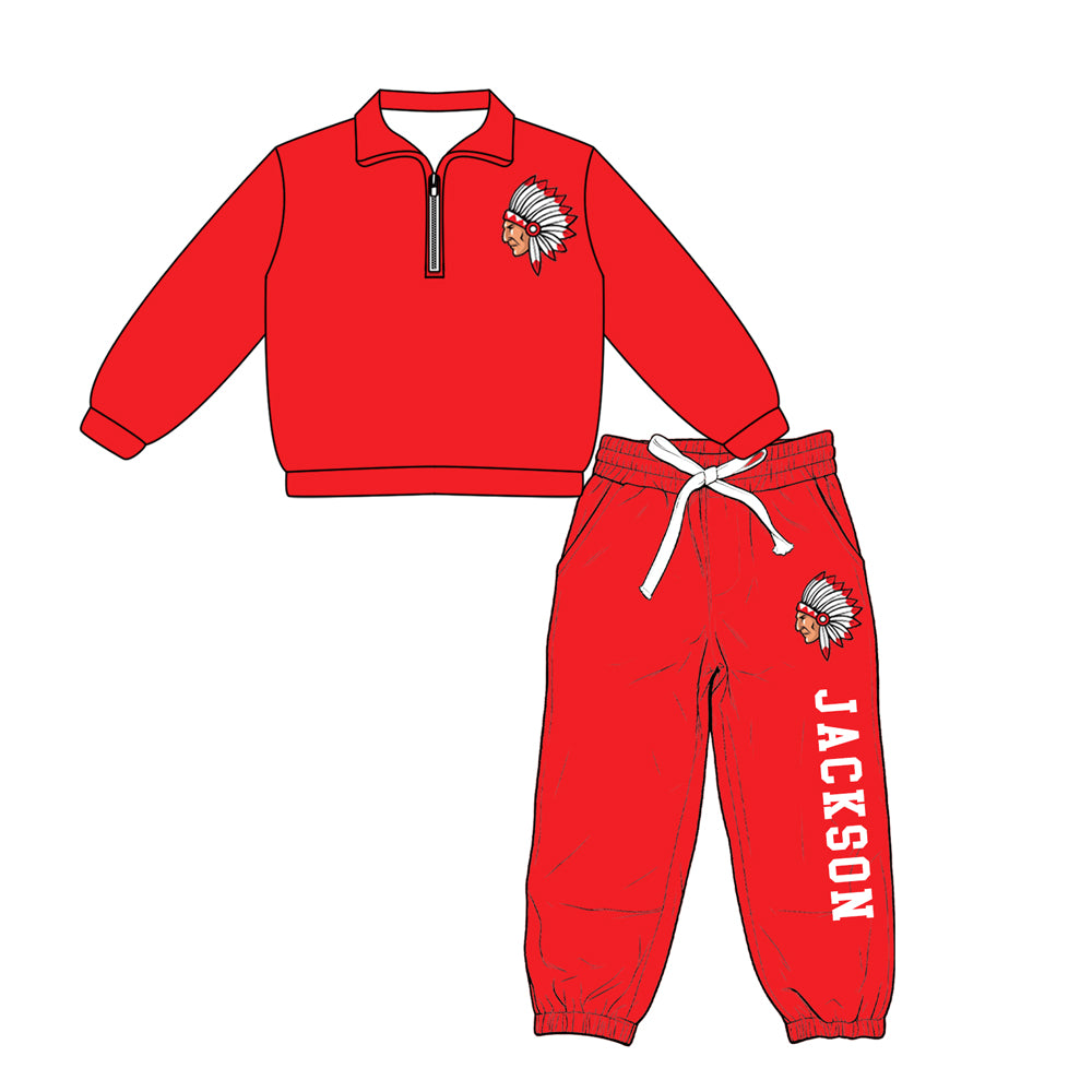 custom moq 5 mix size XY070403 Baby Kids Red Top And Pants Casual Fashion Outfit Set