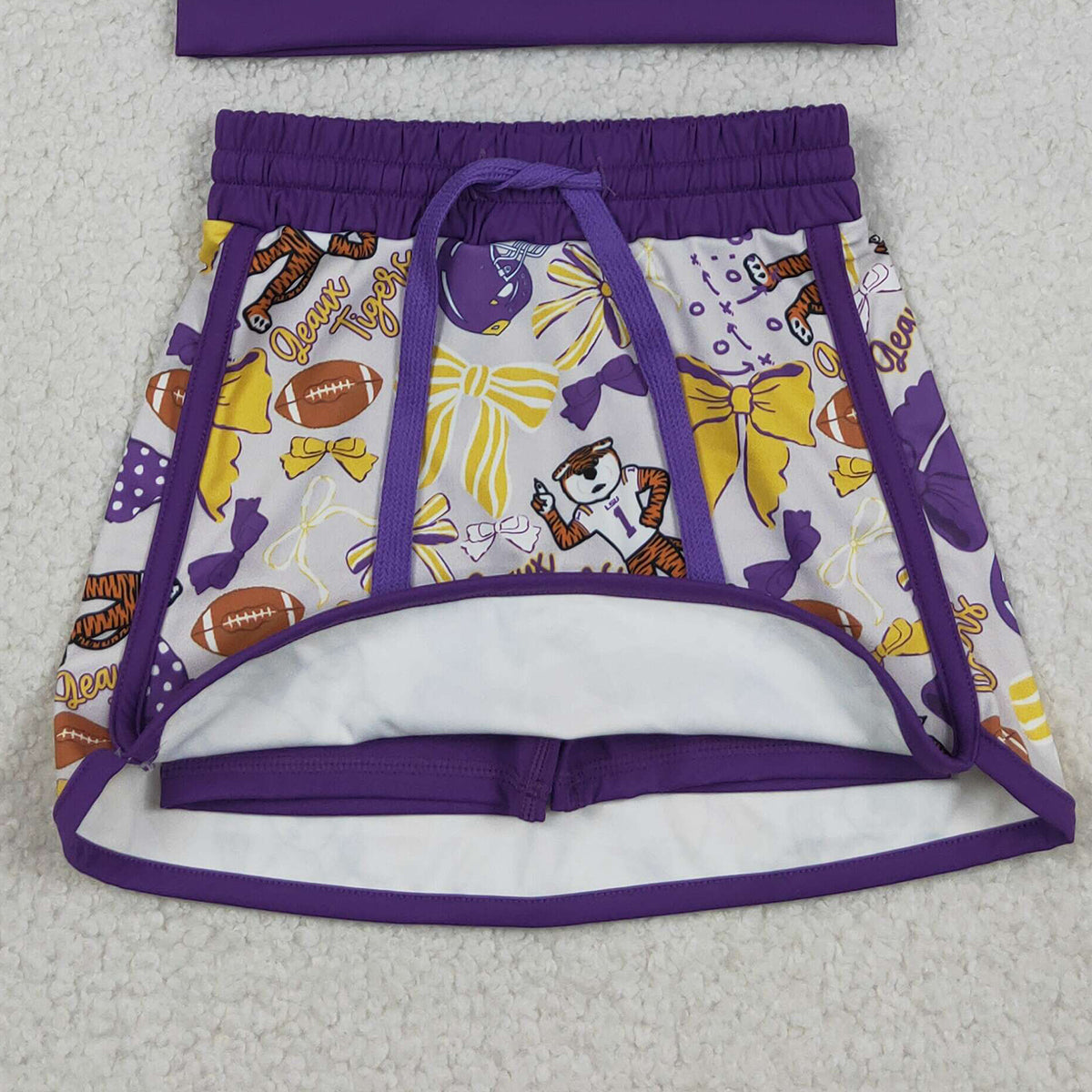 RTS NO MOQ GSD3695 Baby Girls Bow Football Top Skirt Short Set Active Yoga Clothes Team Outfit