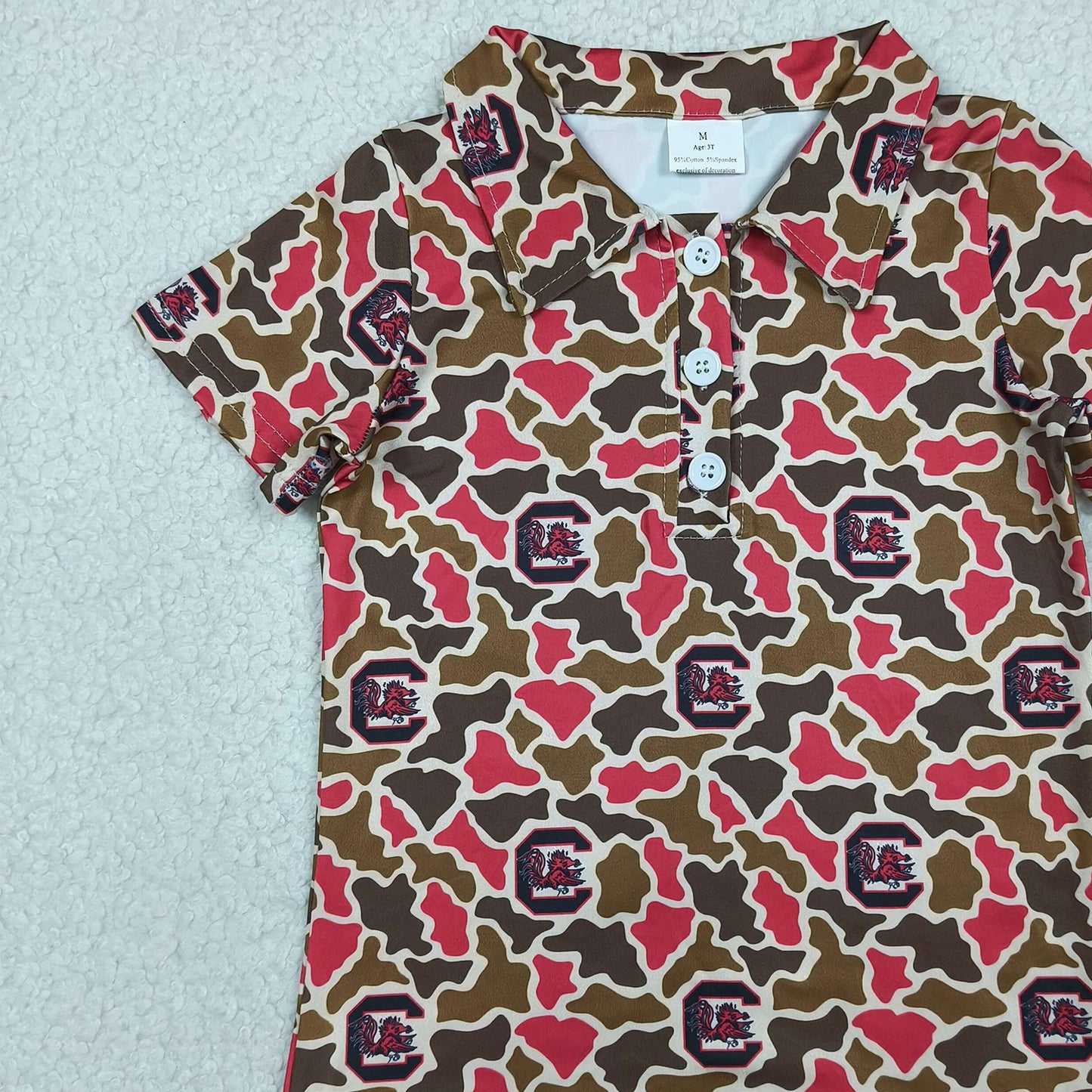 RTS NO MOQ BT1697 Baby Boys Camo Print Short Sleeve Button Polo Top