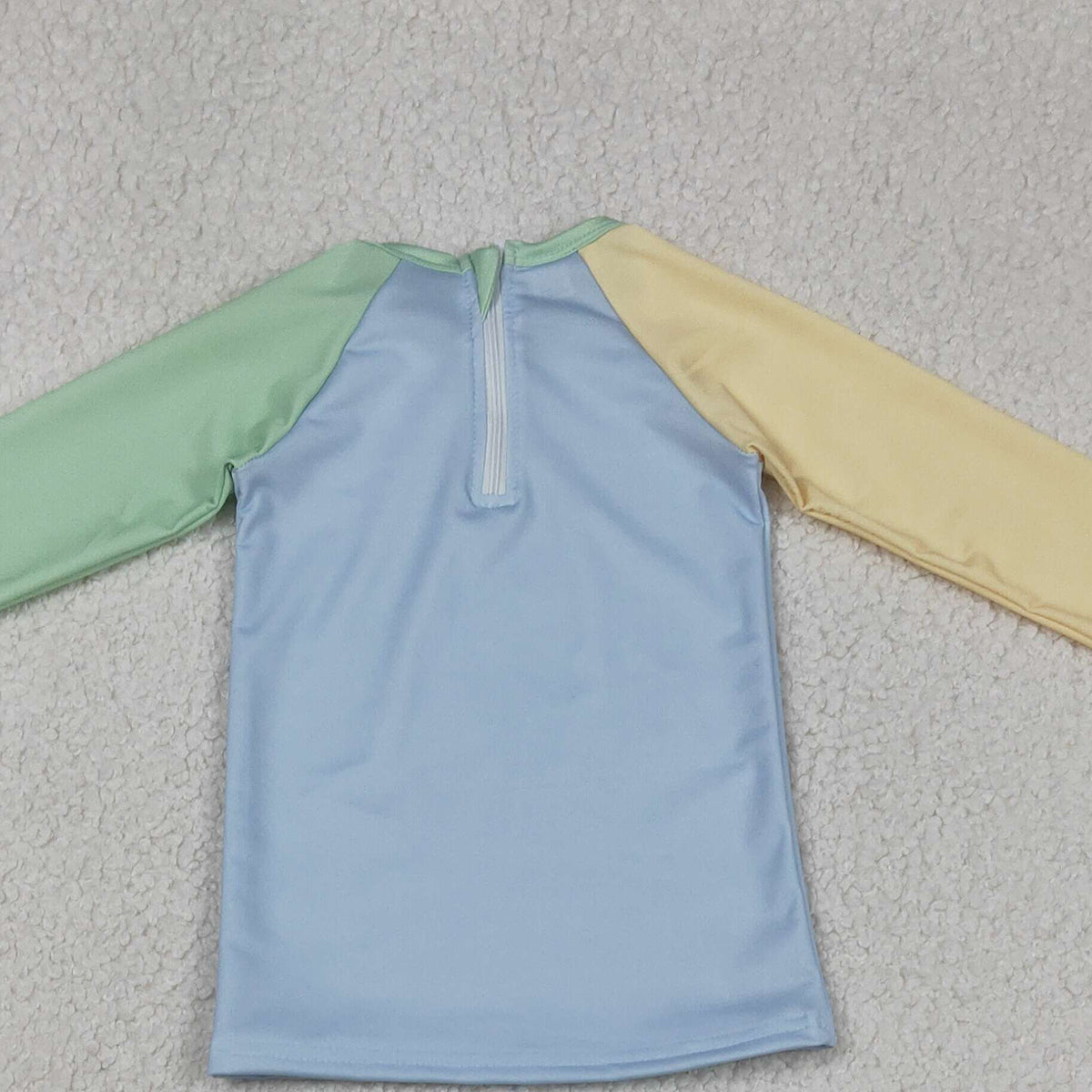 RTS NO MOQ S0634 Baby Boys Long Sleeve Swimsuit Yellow Aqua Blue Shirts Top Shorts Set for Infants