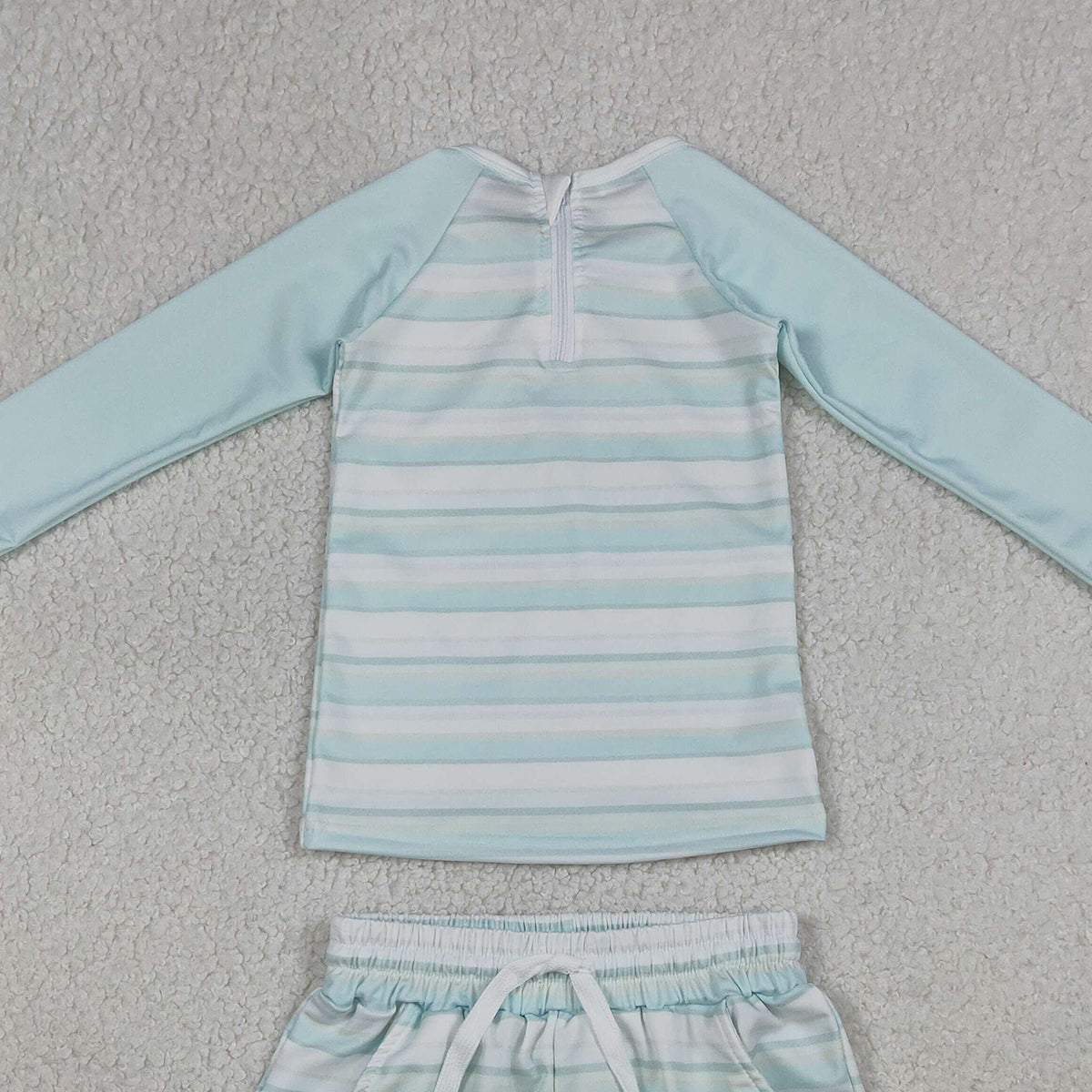 RTS NO MOQ S0649 Baby Boys Light Blue Stripe Top and Pockets Shorts Swimsuits