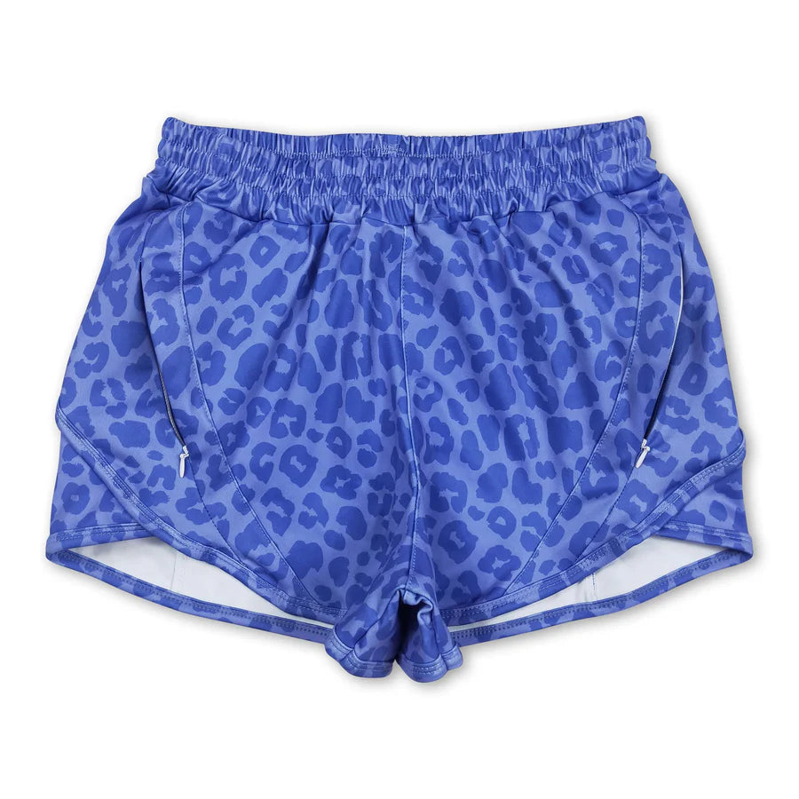 RTS NO MOQ Sibling Adult Women Gray Leopard Yoga Summer Shorts