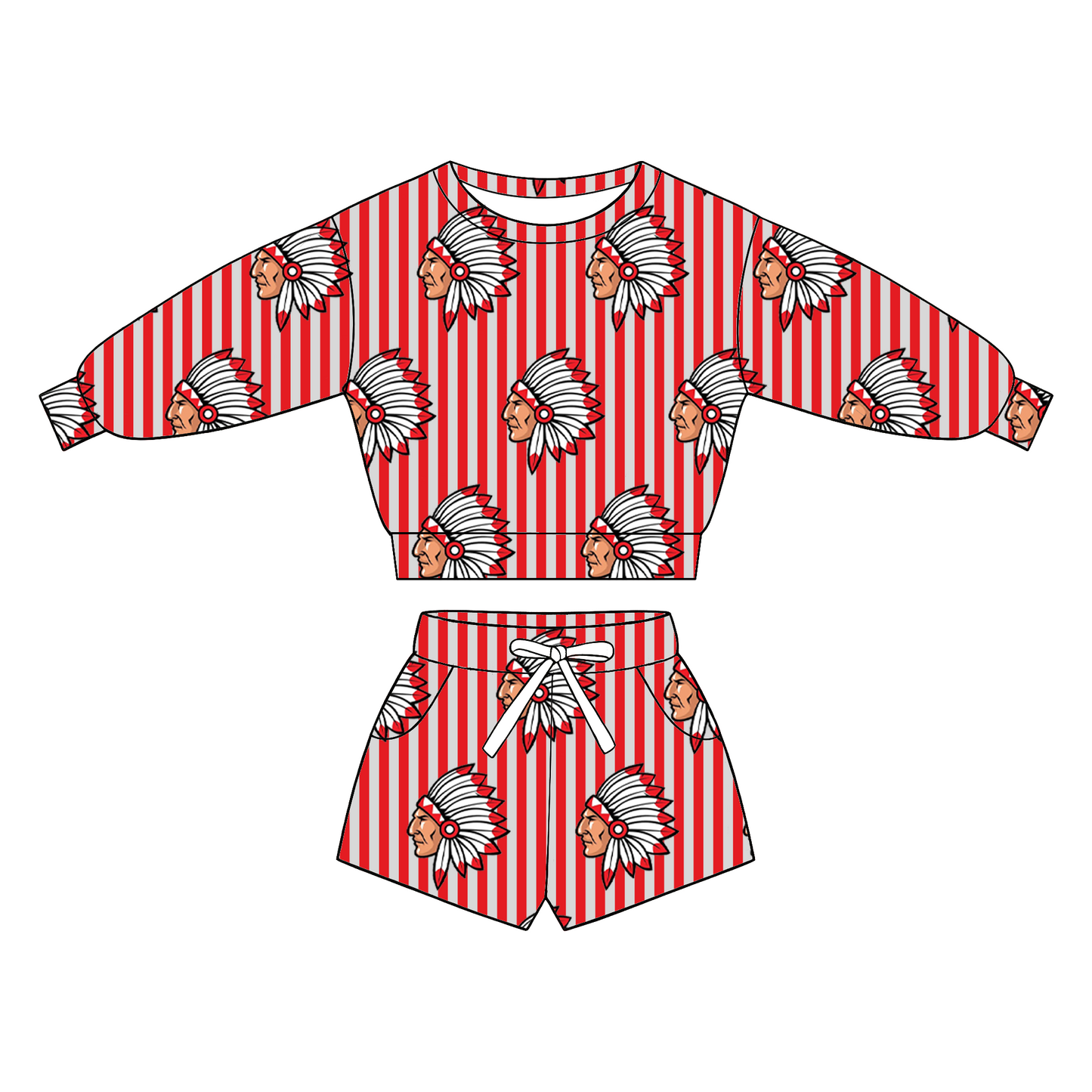 custom moq 5 mix size XY062706 Baby Kids Stripe Long Sleeve Top Drawstring Shorts Set