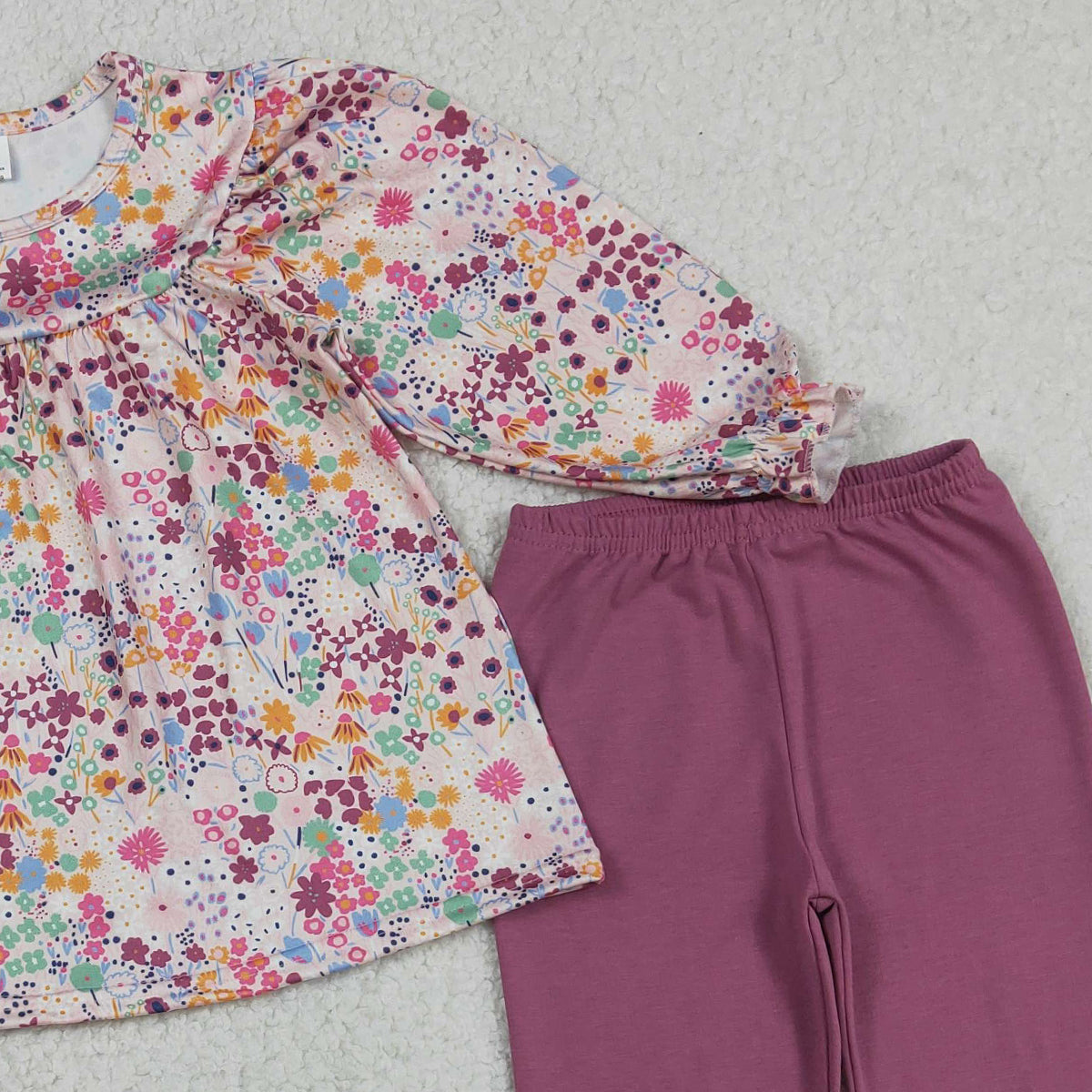 RTS NO MOQ GLP1817 Baby Girls Colorful Flowers Tunic Top with Legging Pants Cute Casual Outfit Set for Infants