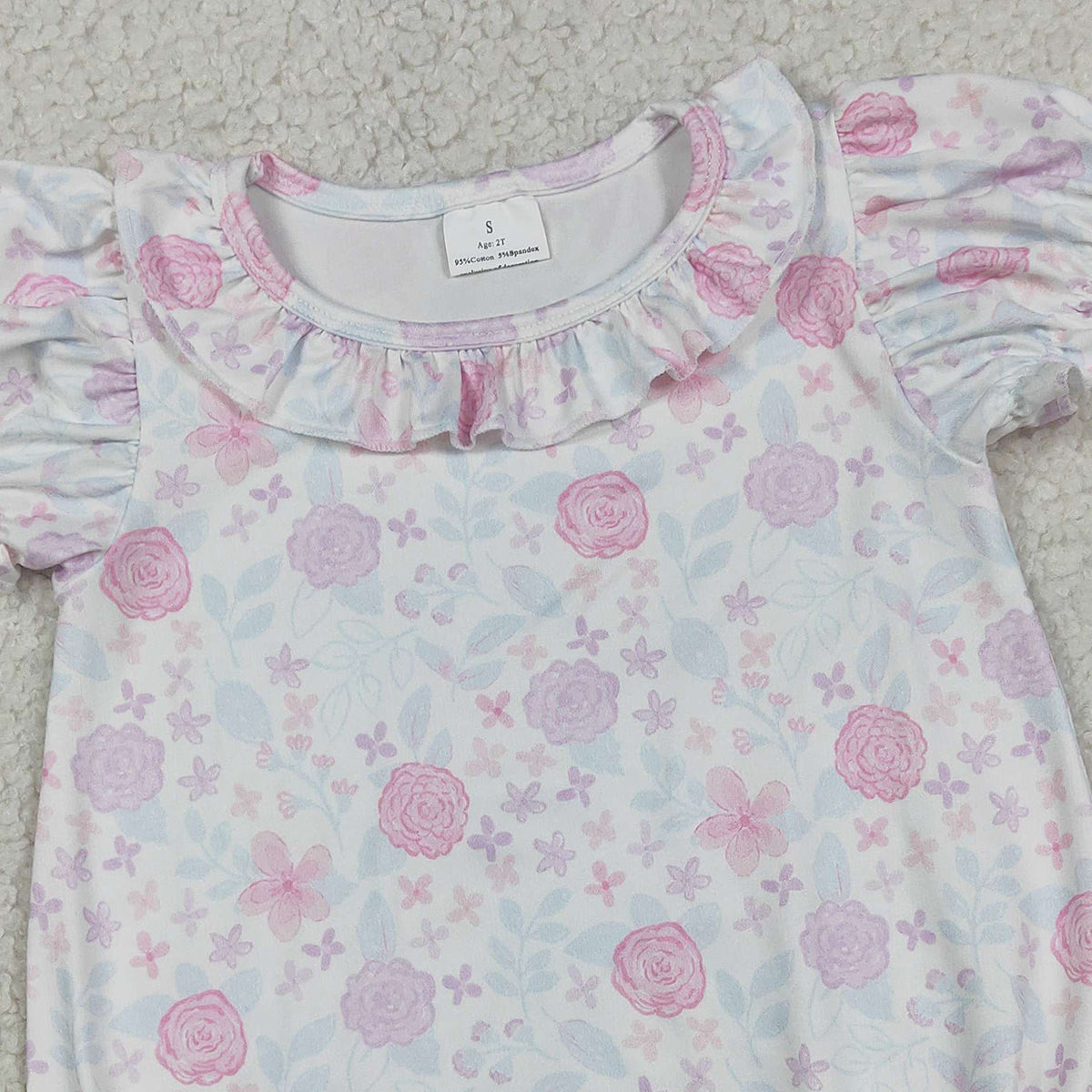 RTS NO MOQ SR4023  Baby Girls Colorful Flowers Rompers Short Ruffle Sleeve Cute Baby Girl Outfit Infant Clothing