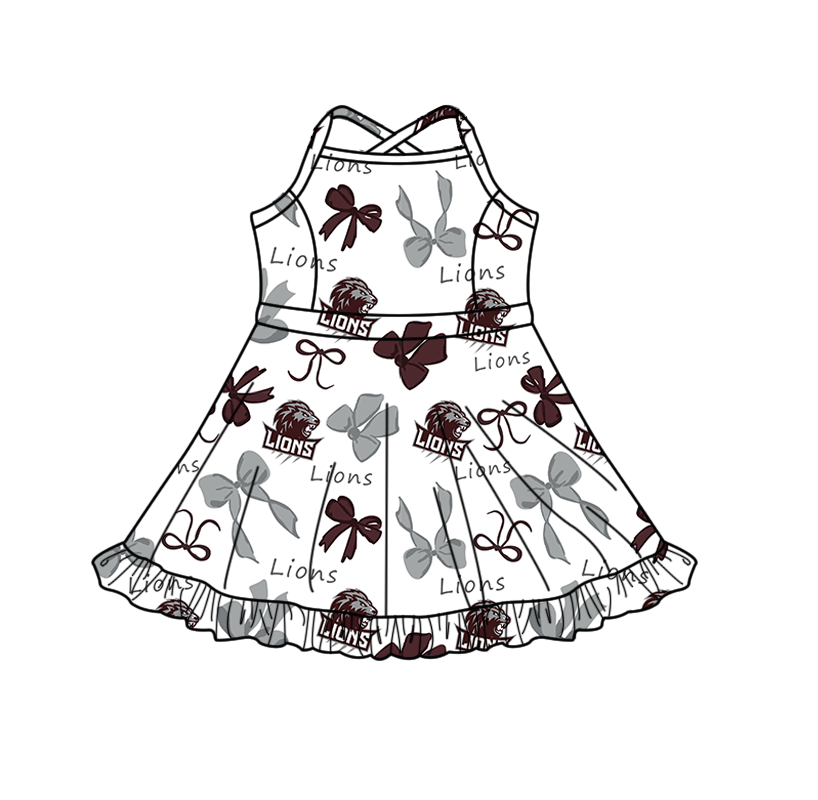 custom moq 5 mix size XY062906 Baby Girls Bows Print Strap Knee Length Yoga Skort Dress Activity Wear