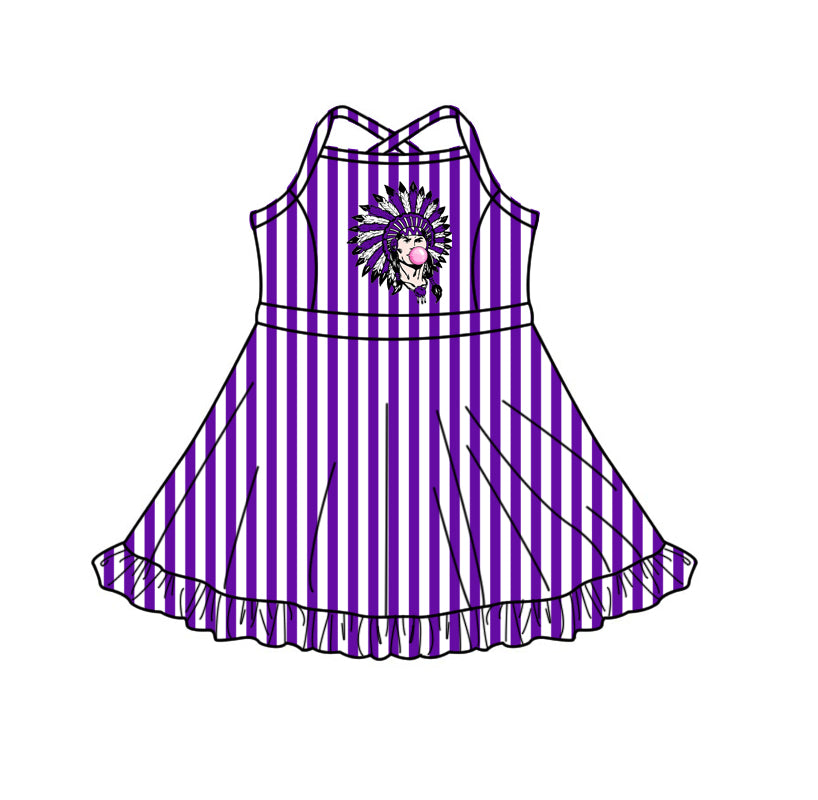 custom moq 5 mix size XY071706 Baby Girls Stripe Strap Knee Length Activity Wear Yoga Skort Dress