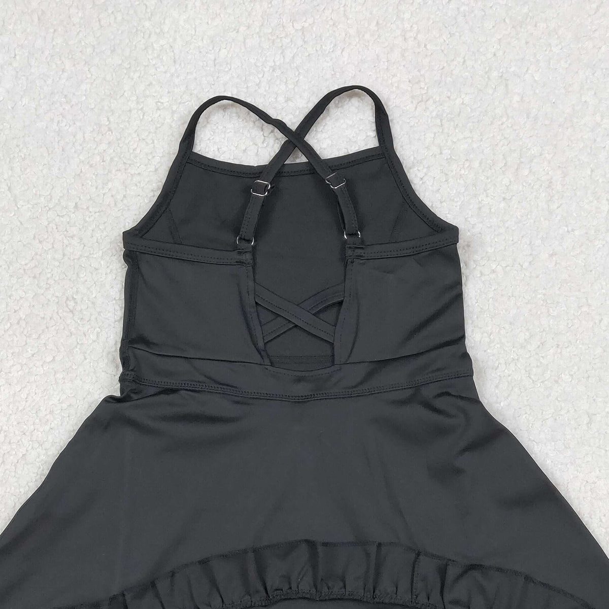RTS NO MOQ S0552 Baby Girls Black Knit Knee-Length Active Wear Dresses Infant Casual Fashion Outfit for Girls