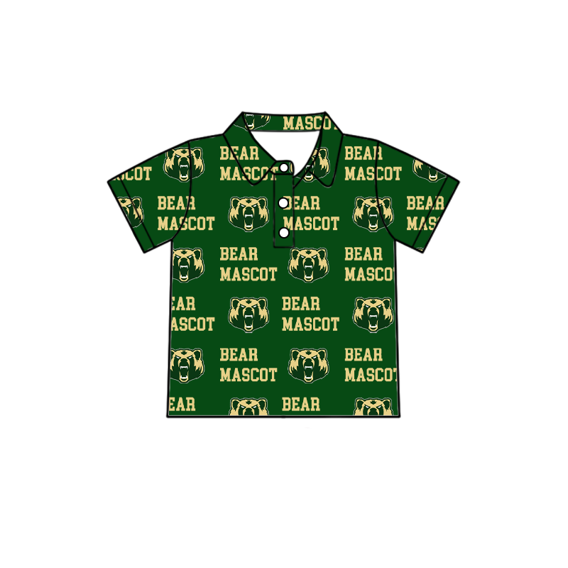 custom moq 5 mix size XY062606 Baby Boys Letter Print Short Sleeve Button Collar Polo Shirt