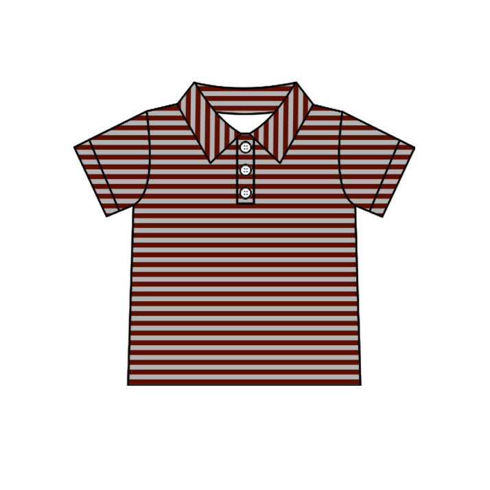 custom moq 5 mix size  XY072506 Baby Boys Stripe Print Short Sleeve Button Polo Shirt Casual Top