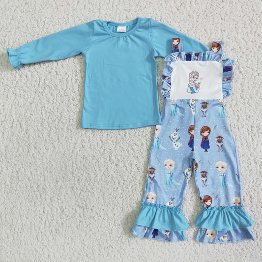 6 A17-28 Blue top Cartoon overalls