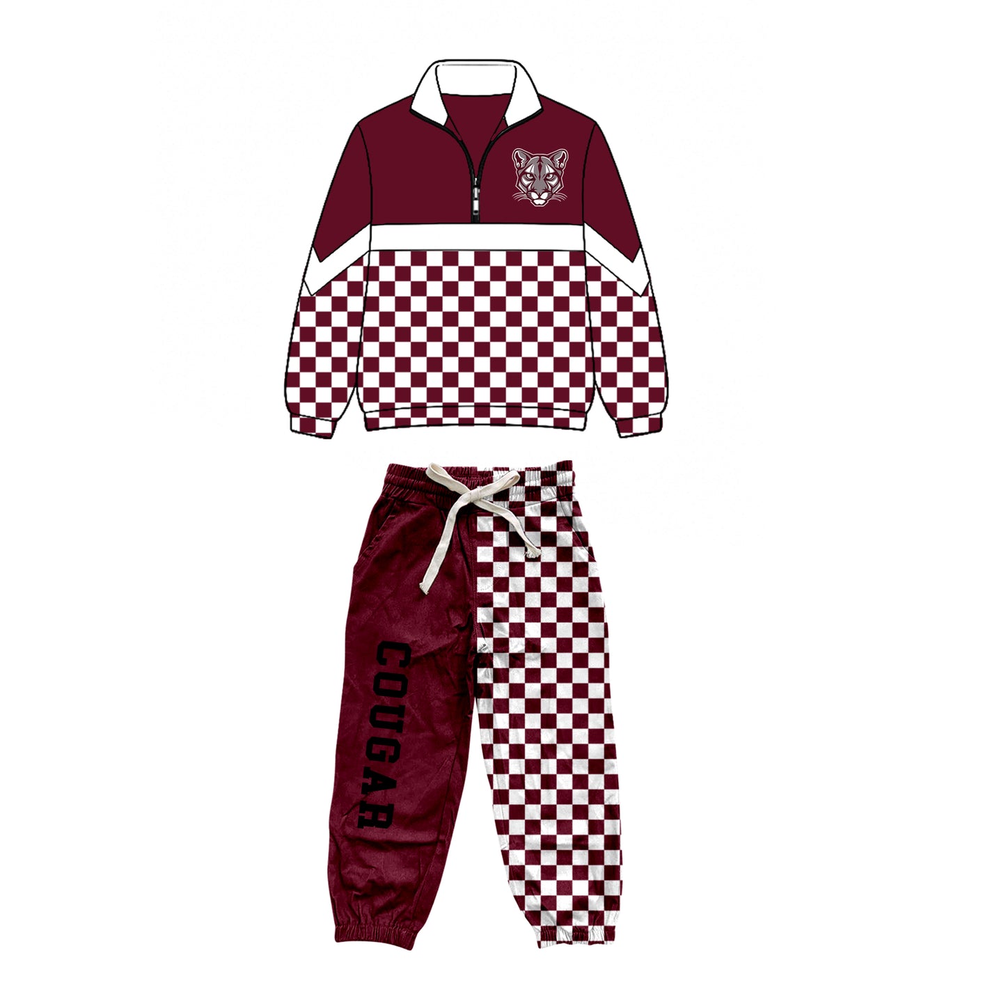 custom moq 5 mix size XY071506 Baby Kids Checked Zipper Long Sleeve Pullover Pants Clothes Set
