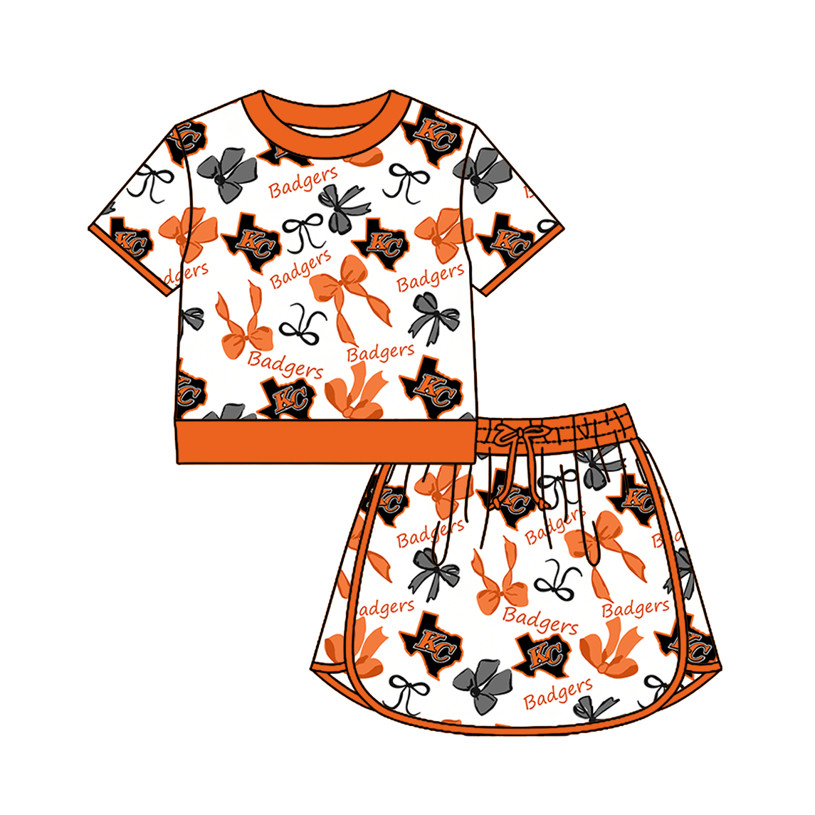 custom moq 5 mix size XY070206 Baby Girls Bow Short Sleeve Short Skort Outfit Set