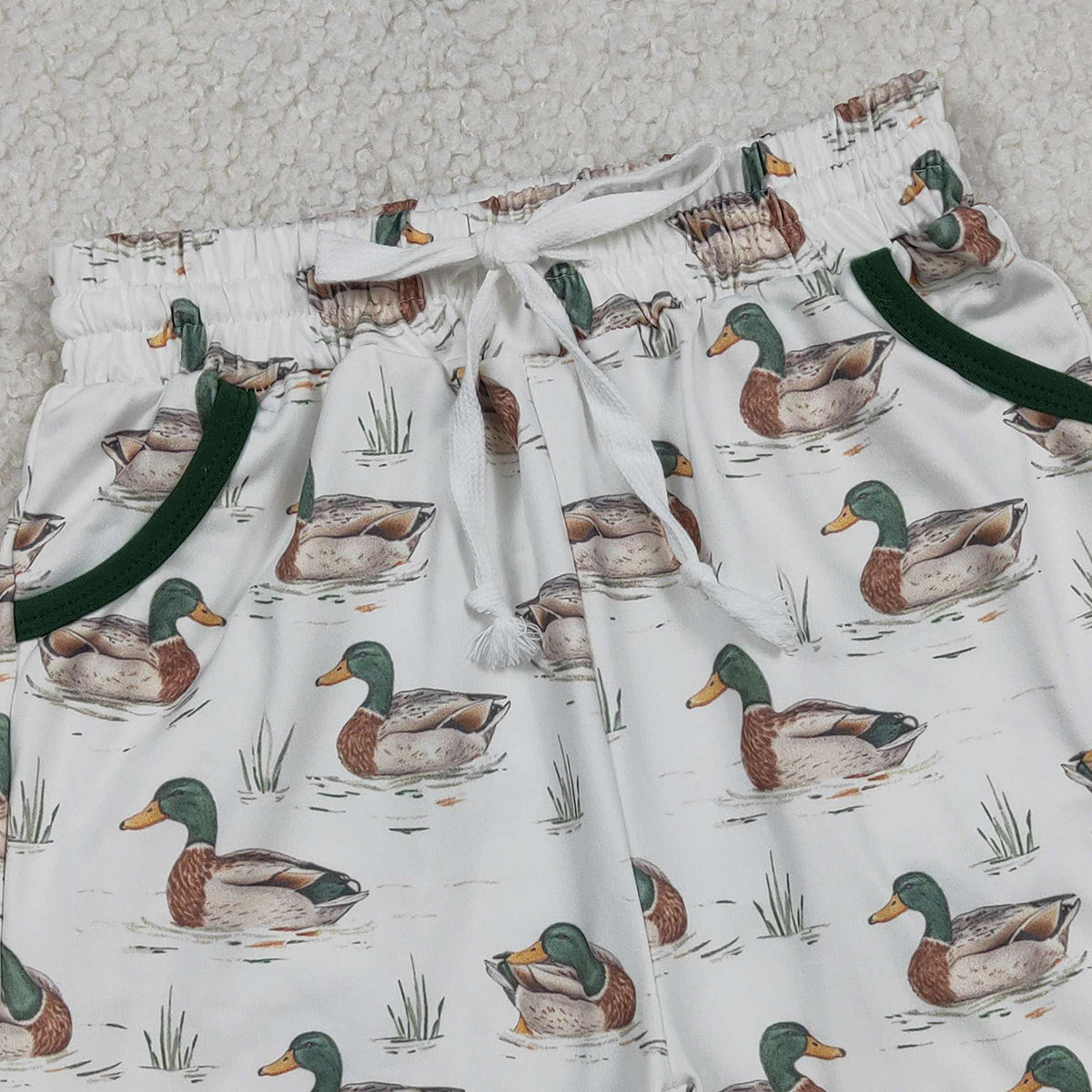RTS NO MOQ SS0677 Baby Boys Hunting Pockets Shorts Bottom Ducks Print Comfortable Cotton Clothing for Babies
