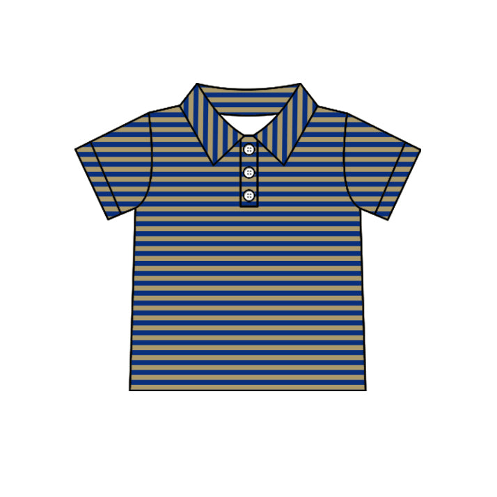 custom moq 5 mix size  XY072506 Baby Boys Stripe Print Short Sleeve Button Polo Shirt Casual Top