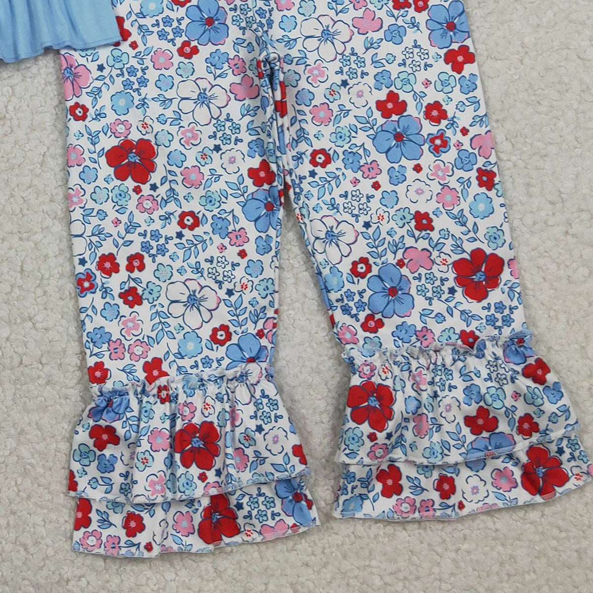 RTS NO MOQ GSPO2261 Floral Embroidery Chick Baby Girls Tunic And Ruffle Pants Set Cute Farm-Themed Outfit for Little Ones