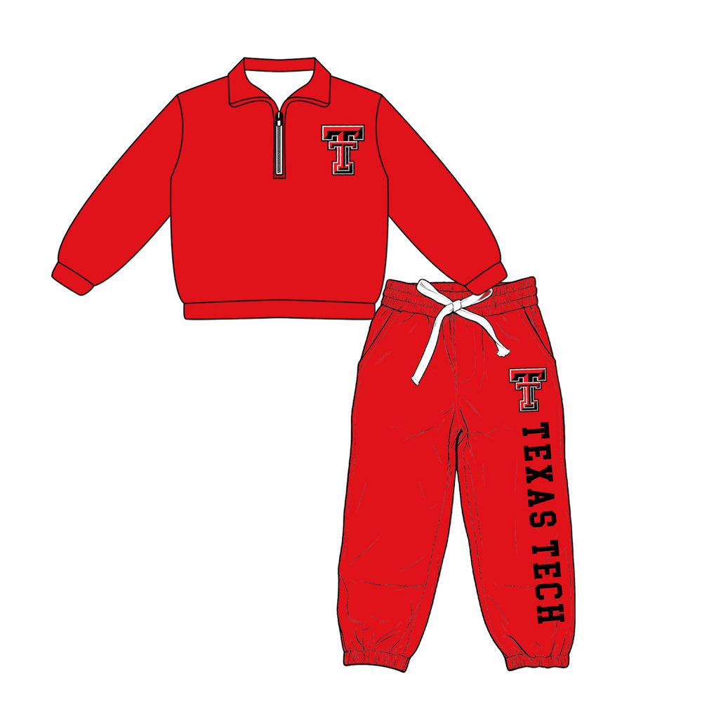 custom moq 5 mix size XY070406 Baby Kids Red Top And Pants Casual Outfit Set