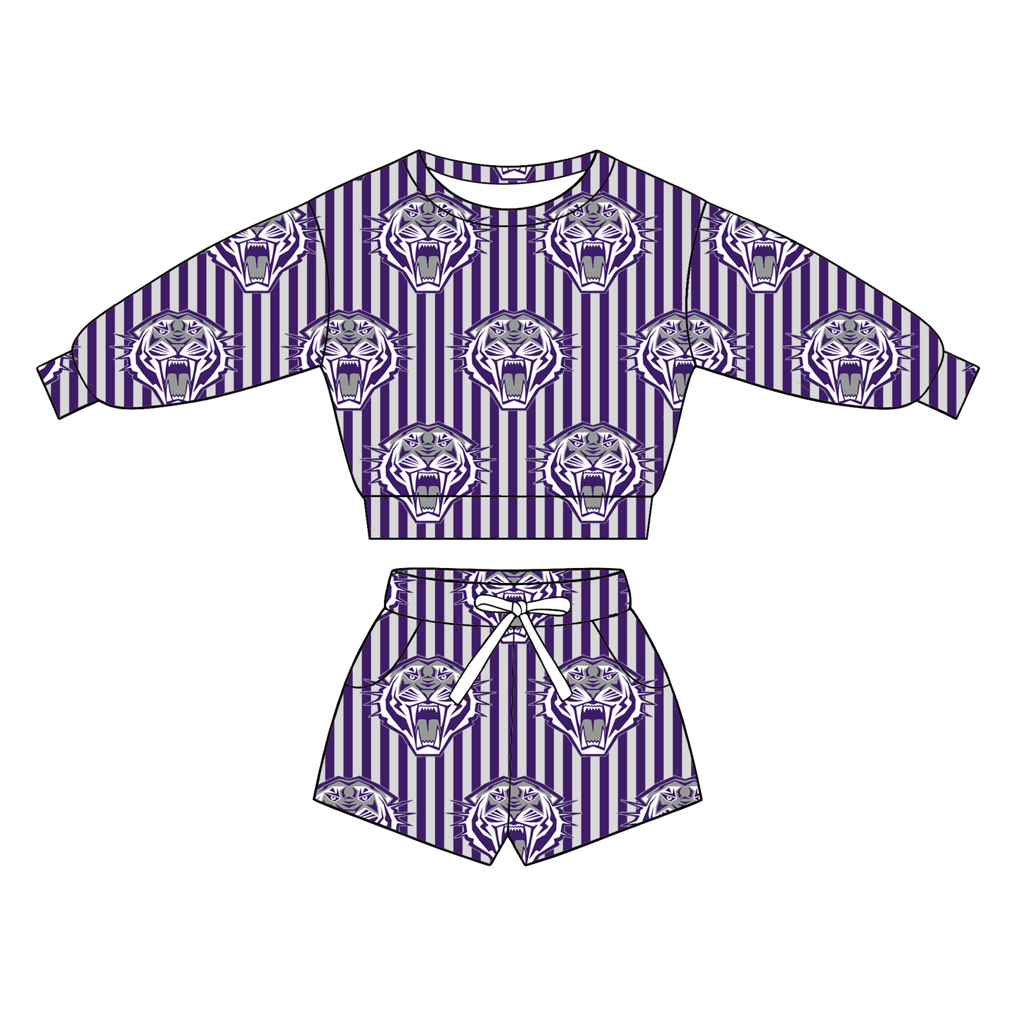 custom moq 5 mix size XY062706 Baby Kids Stripe Long Sleeve Top Drawstring Shorts Set