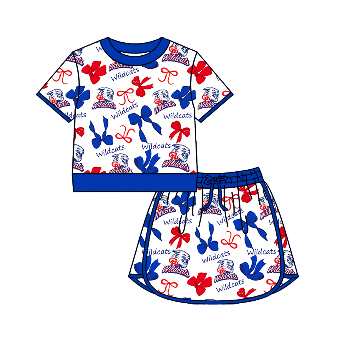 custom moq 5 mix size XY070206 Baby Girls Bow Short Sleeve Short Skort Outfit Set