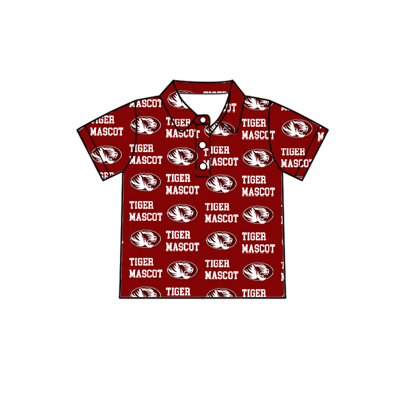 custom moq 5 mix size XY062606 Baby Boys Letter Print Short Sleeve Button Collar Polo Shirt