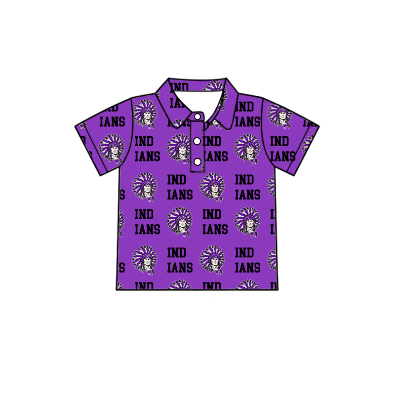 custom moq 5 mix size XY062606 Baby Boys Letter Print Short Sleeve Button Collar Polo Shirt