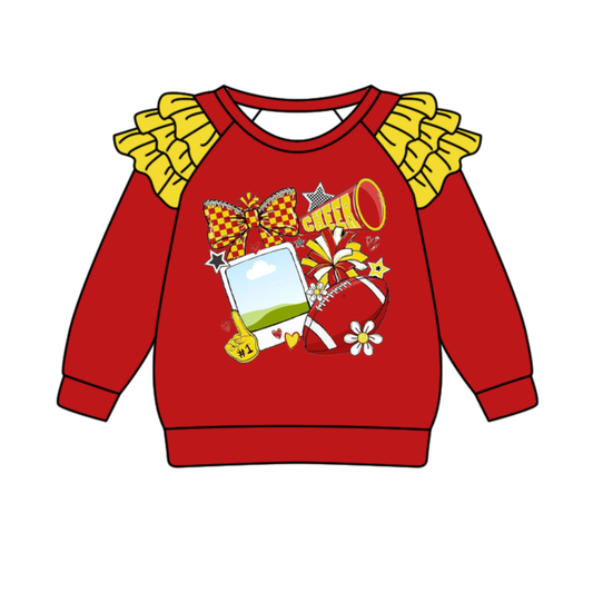 Custom moq 8 mix size milk silk summer team baby girls clothes red long sleeve top-25.9.24