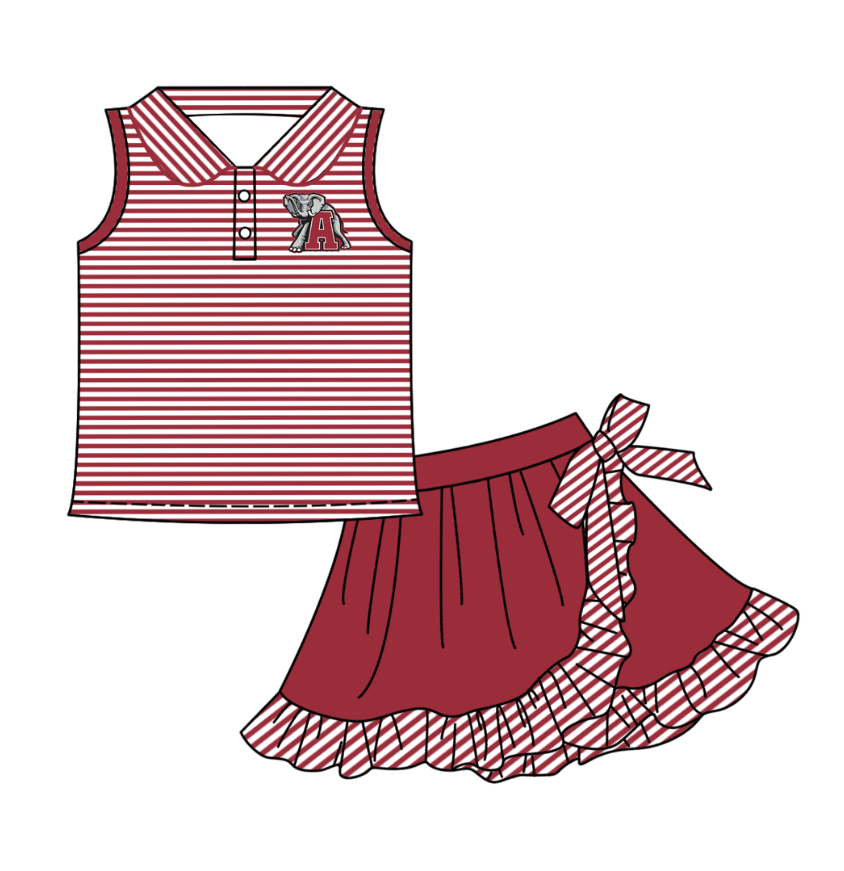 Custom moq 5 mix sizes summer teams baby girls clothes team short sleeve skirts shorts sets top-25.7.15