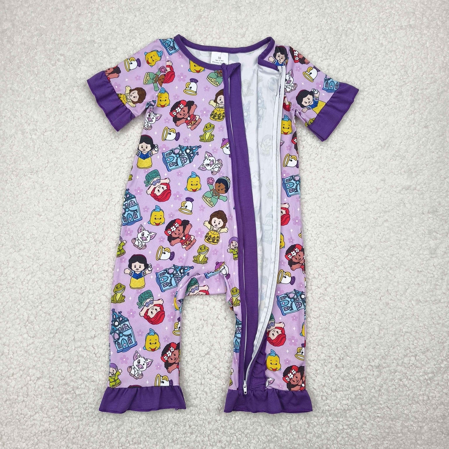 Cute Clothes  SR2870 Baby Infant Girls Purple Zip Rompers