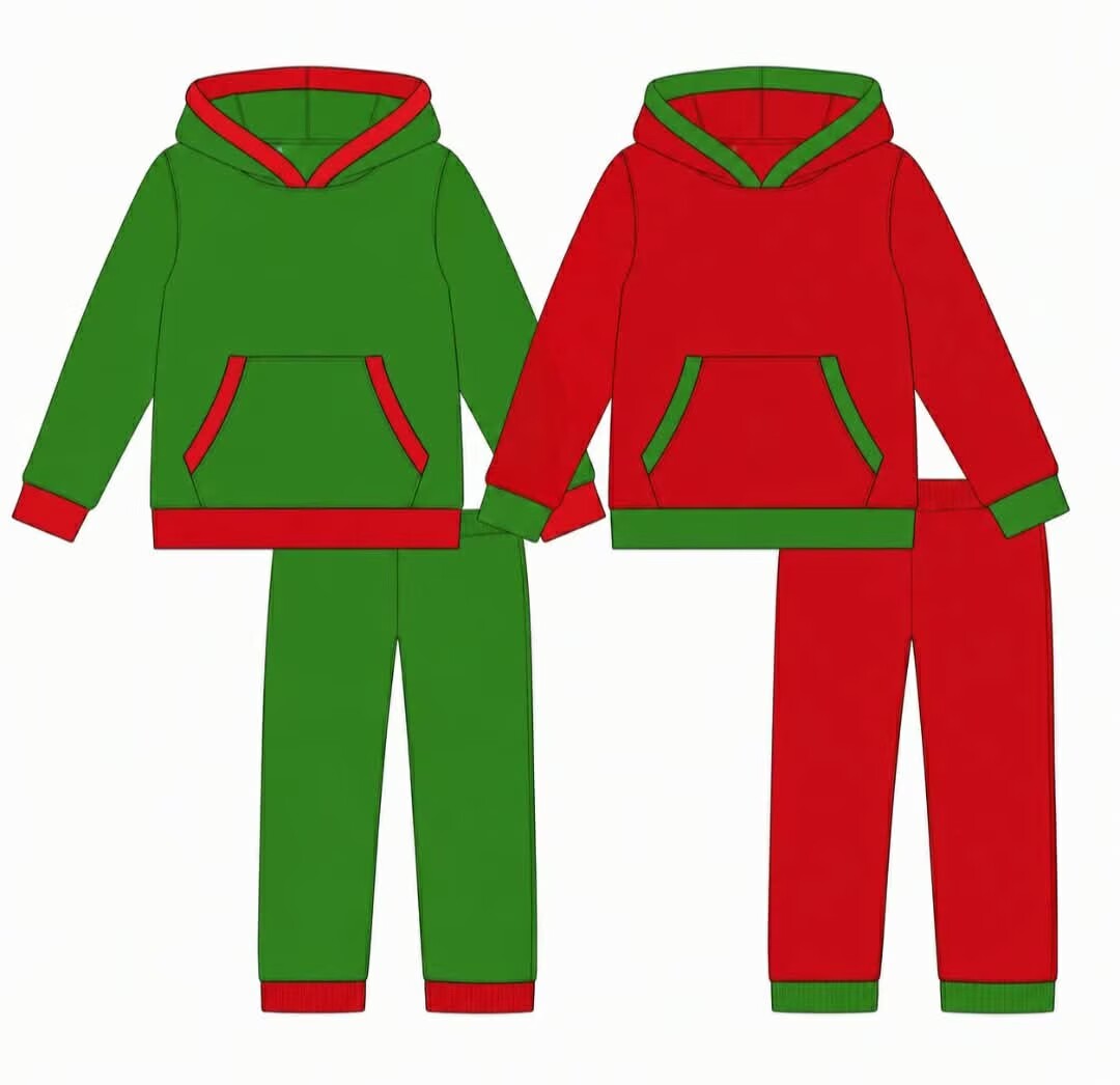 custom moq 5 mix size SETR05 Baby Boys Solid Long Sleeve Hooded Top  Pant Clothes Set Casual Outfit