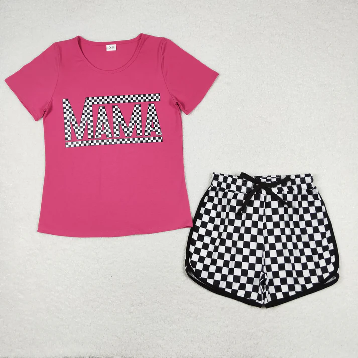 RTS NO MOQ Sibling Adult Girls Button Cardigan Short Sleeve Shorts Pajama Set: Leopard & Geometric Stripes