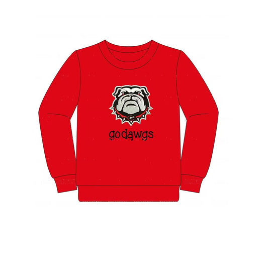 custom moq 3 eta 6-8weeks team G baby boys clothes red long sleeve top