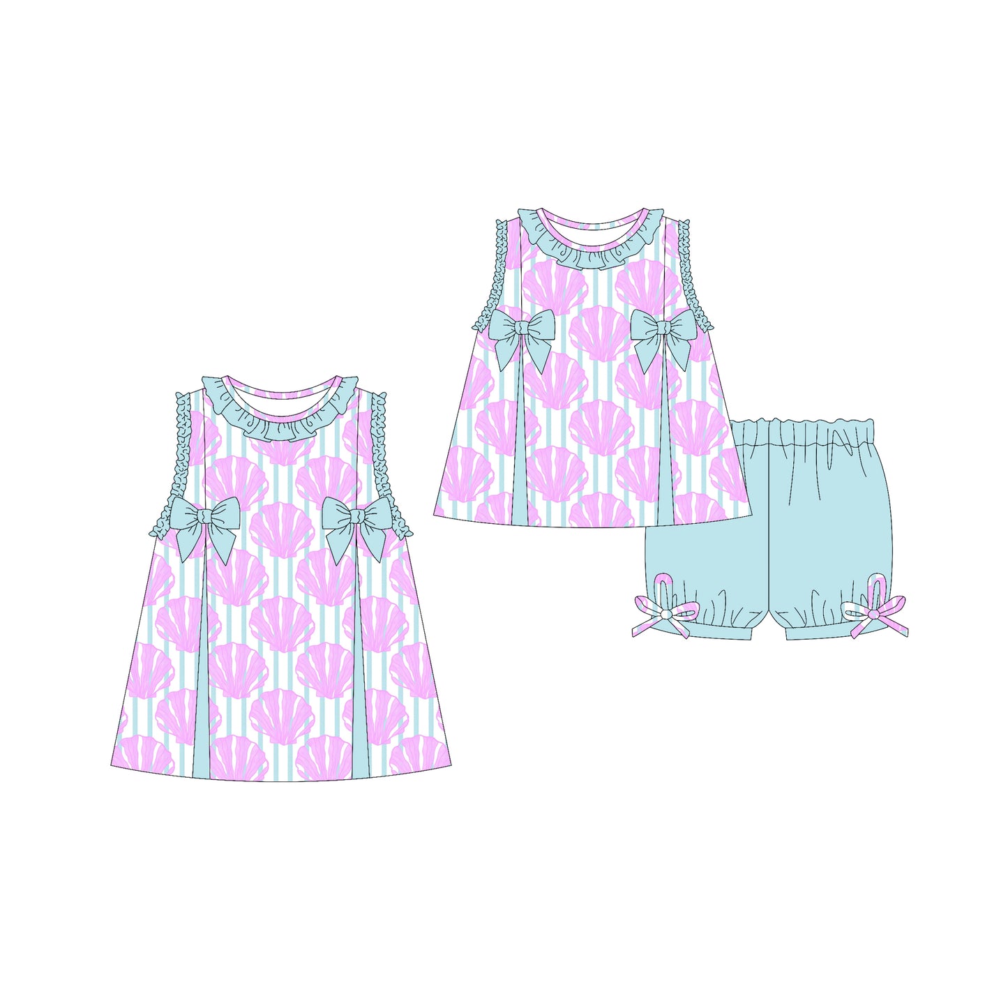 3.22 custom each style moq 5eta 4-6week Sibling Sister baby girl short sleeve shorts sets and dresses match design