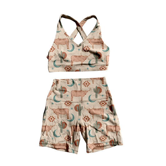 7.4 custom each style moq 5eta 4-6week cow catcus Yoga Clothes baby girls clothes swimsuit