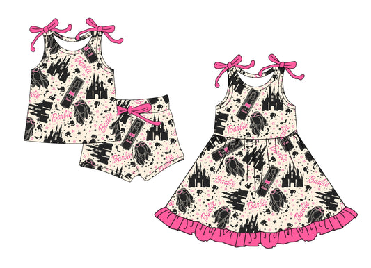 4.15 custom each style moq 5eta 4-6week Sibling Sister baby girl short sleeve shorts sets and dresses match design