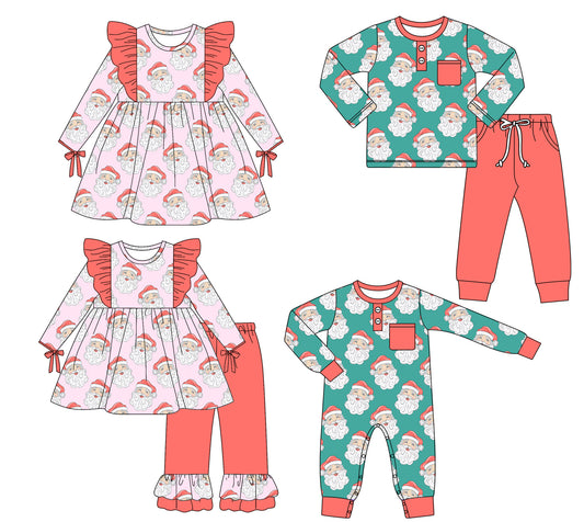 25.5.22 custom each style moq 5eta 4-6week Sibling Sisters Christmas baby girl long sleeve pants sets 1 and sets 2 and romper and dress match family design