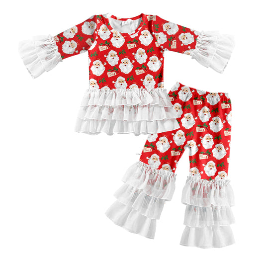 8.3 custom each style moq 5eta 4-6week baby girls clothes Christmas red long sleeve pants sets