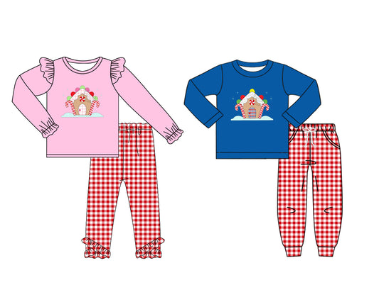 25.6.19 custom each style moq 5eta 4-6week Sibling Sisters Christmas baby girl long sleeve pants sets 1 and sets 2 match family design