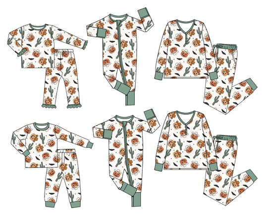 25.5.13 custom each style moq 5eta 4-6week Sibling Sisters pumpkin catcus baby girl long sleeve pants sets 1 and sets 2 and adult set 1 and adult set 2 and romper 1 and romper 2 match family design