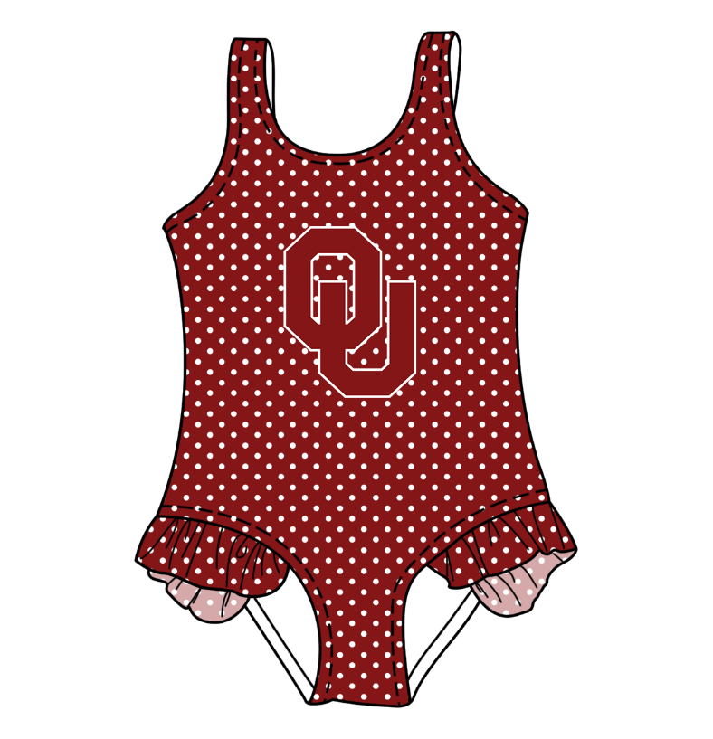 Custom moq 5 mix size milk silk summer teams Red Baby Girl Sleeveless Polka Dot Lace Onesie Swimsuit Cute Summer Beachwear for Little Girls