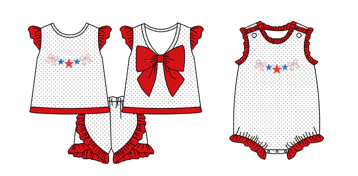 11.30 custom each style moq 5eta 4-6week Sibling Sister bow baby girl short sleeve shorts sets and rompers match design