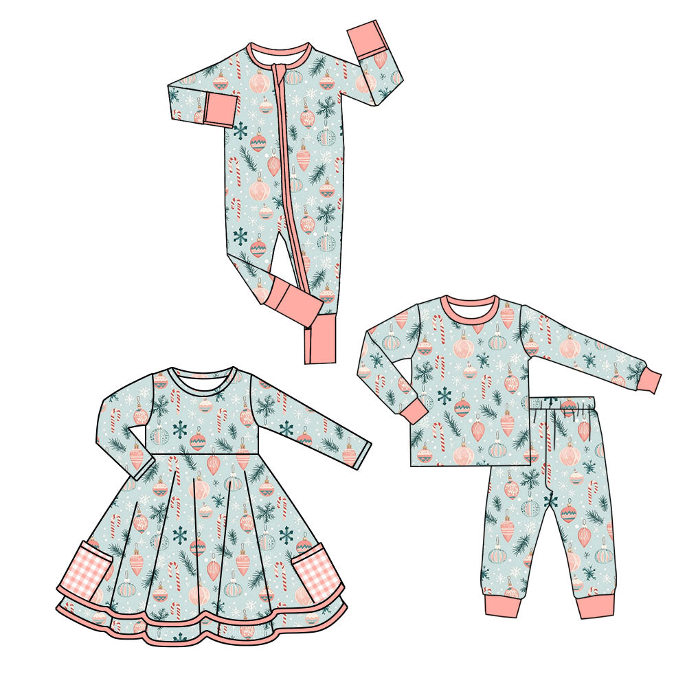 25.7.7 custom each style moq 5eta 4-6week Sibling Sisters Christmas baby girl long sleeve pants sets and dress and rompers match family design