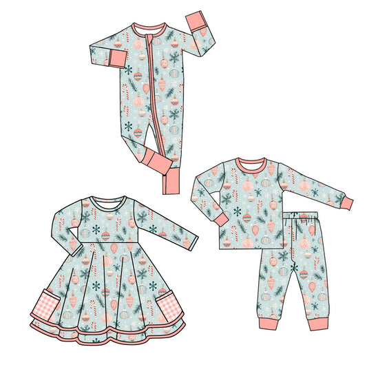 25.7.7 custom each style moq 5eta 4-6week Sibling Sisters Christmas baby girl long sleeve pants sets and dress and rompers match family design