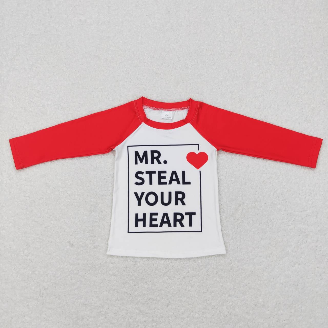 RTS NO MOQ（In Stock ) mr. steal your heart red and white long-sleeved top