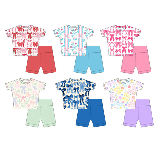 3.24 custom each style moq 5eta 4-6week Sibling Sister baby girls short sleeve set and set 6 match design