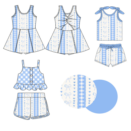 1.20 custom each style moq 5eta 4-6week Sibling Sister bow baby girl short sleeve shorts sets and sets 2 and dress match design