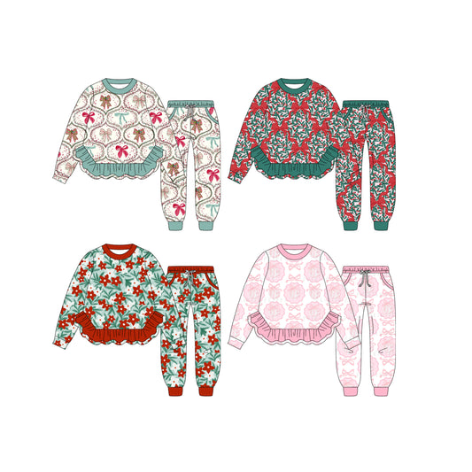 25.6.2 custom each style moq 5eta 4-6week Sibling Sisters Christmas baby girl long sleeve pants sets 1 and sets 4 match family design