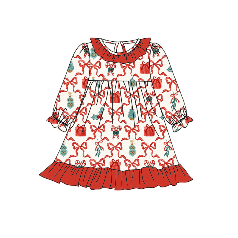 5.11custom each style moq 5eta 4-5week Sibling Sister christmas style Christmas tree prints red girls set and baby romper and dress match family design