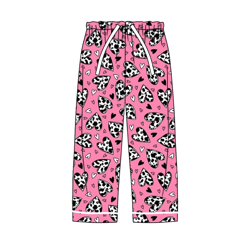 9.6 custom each style moq 5eta 4-6week adult clothes cow pattern love pink long pants adult man pants