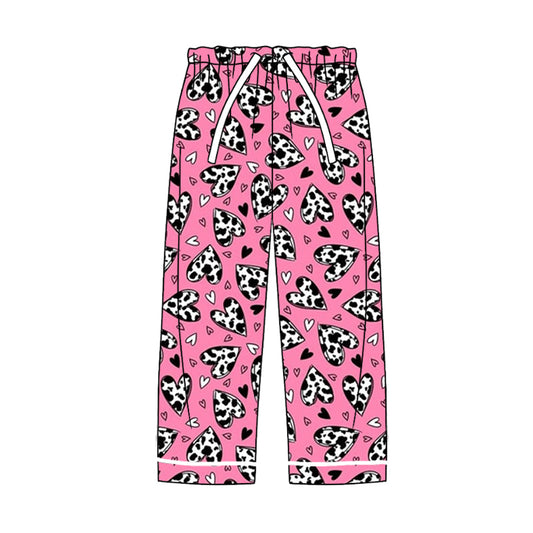 9.6 custom each style moq 5eta 4-6week adult clothes cow pattern love pink long pants adult man pants