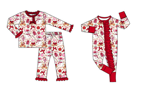 25.9.1 custom each style moq 5eta 4-6week Sibling Sisters Christmas bow baby girl clothes long sleeve pants sets and romper match family design